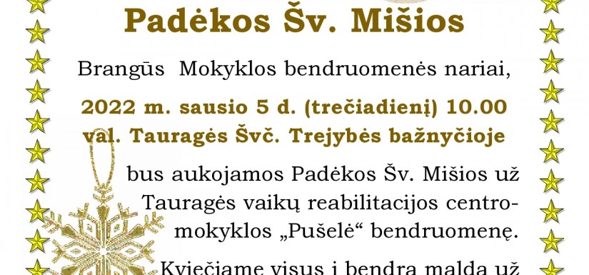 PADĖKOS ŠV. MIŠIOS